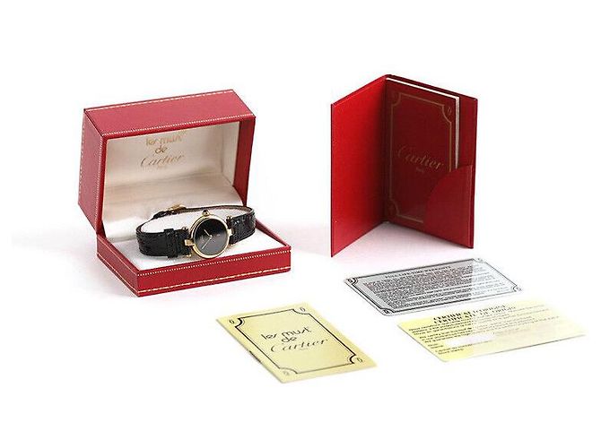 Cartier Schwarzes Lederarmband Birma Mustard Vendôme - Ansicht 7