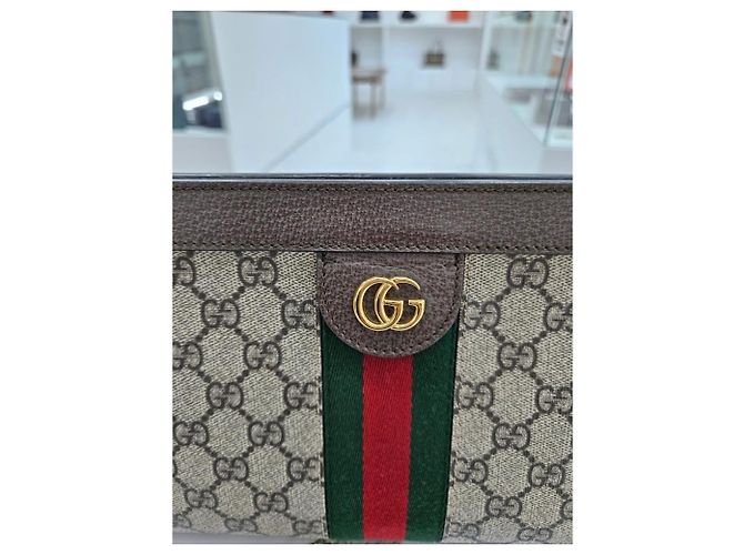 Gucci Borsa a Spalla Ophidia GG Piccola Marrone - vista 17