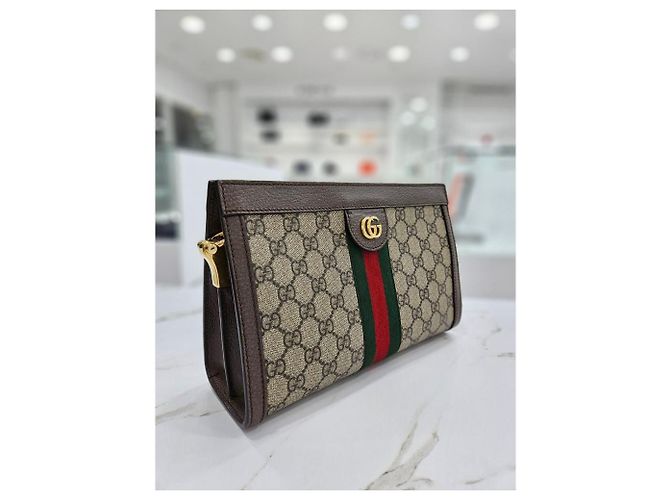Gucci Borsa a Spalla Ophidia GG Piccola Marrone - vista 18