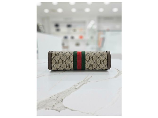 Gucci Borsa a Spalla Ophidia GG Piccola Marrone - vista 4