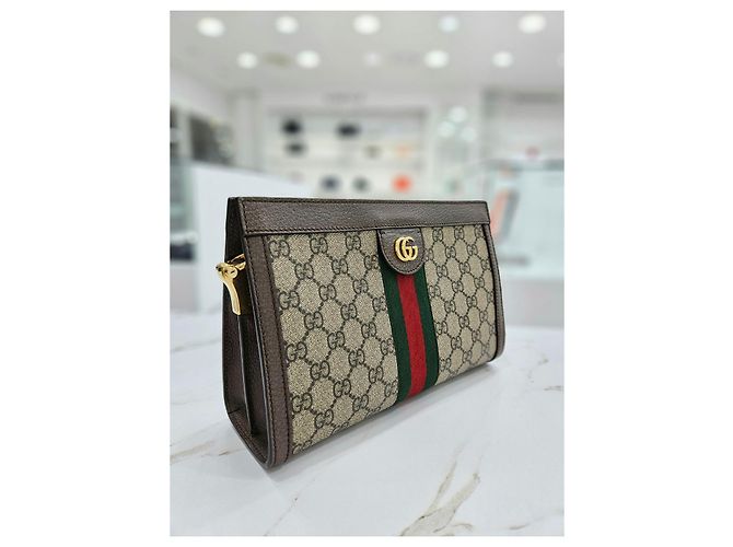 Gucci Borsa a Spalla Ophidia GG Piccola Marrone - vista 5