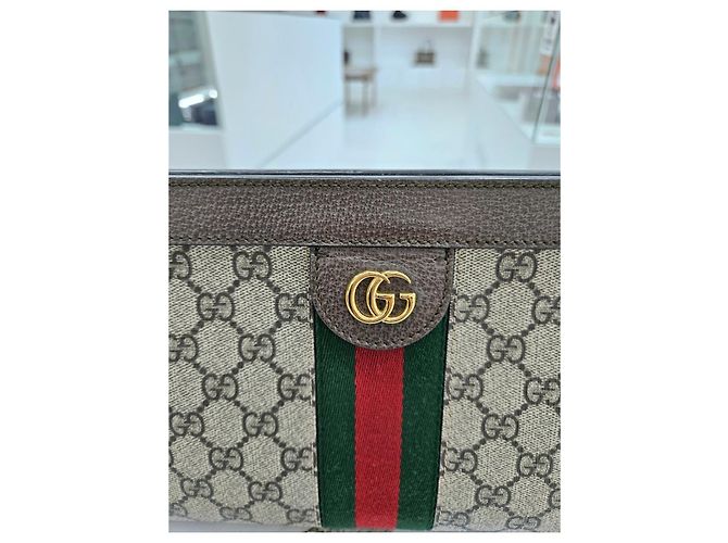 Gucci Borsa a Spalla Ophidia GG Piccola Marrone - vista 6