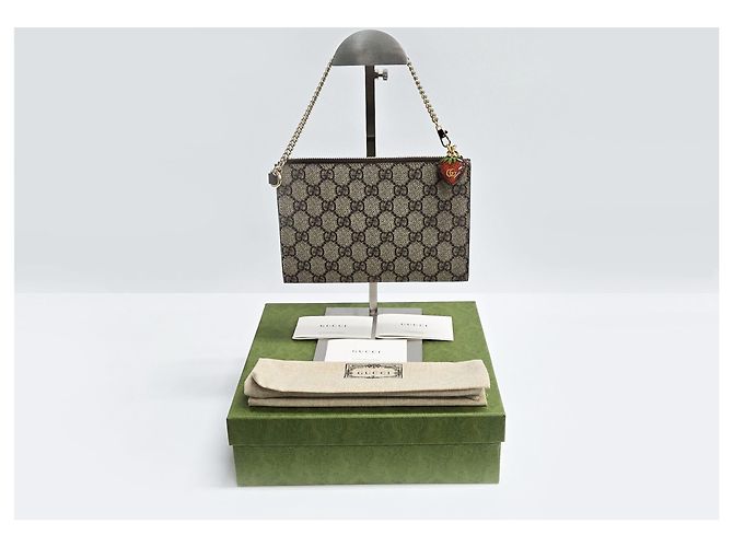 Gucci GG Supreme Strawberry Clutch Tasche Braun - Ansicht 11