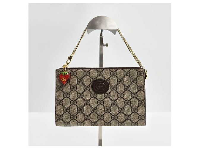 Gucci GG Supreme Strawberry Clutch Tasche Braun - Ansicht 2