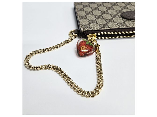 Gucci GG Supreme Strawberry Clutch Tasche Braun - Ansicht 4