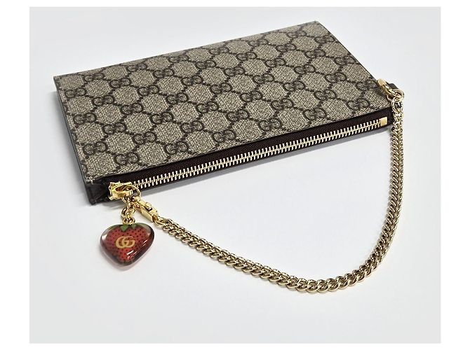 Gucci GG Supreme Strawberry Clutch Tasche Braun - Ansicht 5
