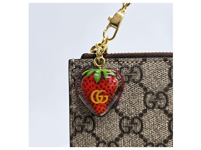 Gucci GG Supreme Strawberry Clutch Tasche Braun - Ansicht 7