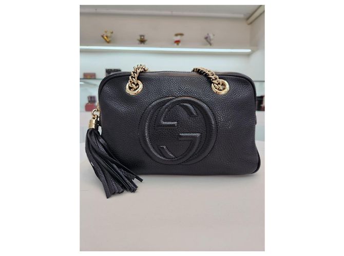 Gucci Borsa a spalla a doppia catena Soho Nero - vista 4