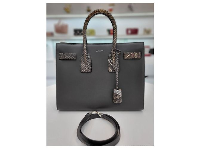 Saint Laurent Borsa Tote Grey Sac De Jour Marrone - vista 3