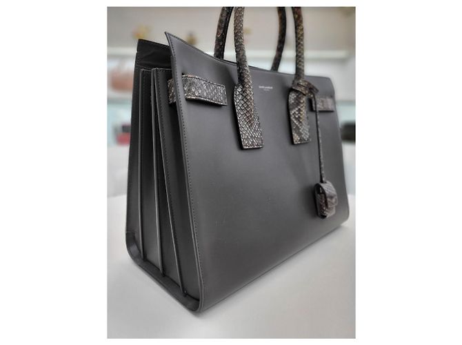 Saint Laurent Borsa Tote Grey Sac De Jour Marrone - vista 5