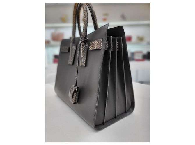 Saint Laurent Borsa Tote Grey Sac De Jour Marrone - vista 6