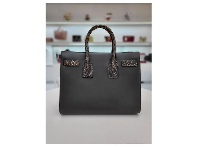 Saint Laurent Borsa Tote Grey Sac De Jour Marrone - vista 7