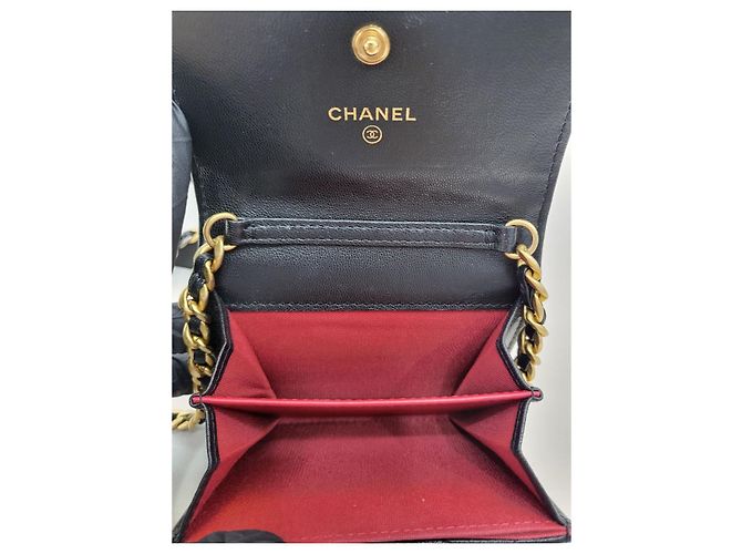 Chanel 19 Chanel Borsa a tracolla WOC mini catena in pelle di agnello - Serie Nero - vista 6