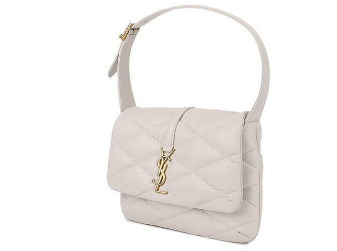 Saint Laurent Borsa a Spalla in Pelle di Agnello Trapuntata Bianco - vista 4