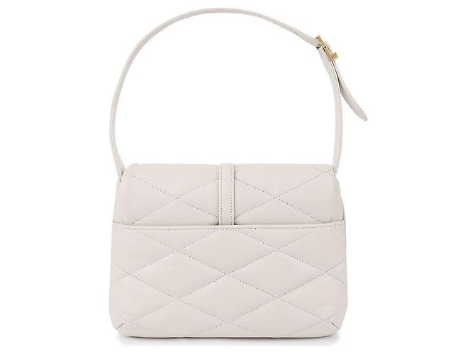 Saint Laurent Borsa a Spalla in Pelle di Agnello Trapuntata Bianco - vista 5