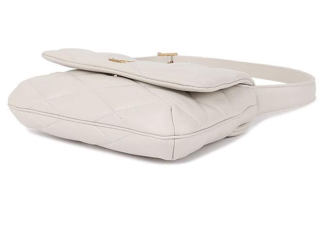 Saint Laurent Borsa a Spalla in Pelle di Agnello Trapuntata Bianco - vista 6