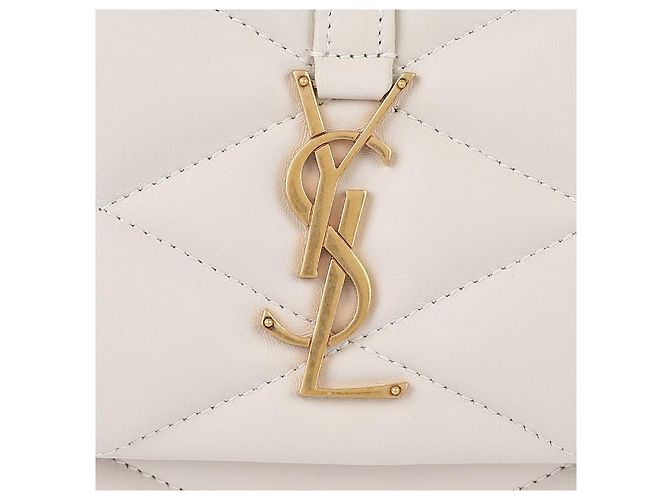 Saint Laurent Borsa a Spalla in Pelle di Agnello Trapuntata Bianco - vista 9