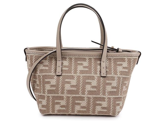 Fendi Mini borsa in jacquard FF in denim grigio dove Marrone - vista 3