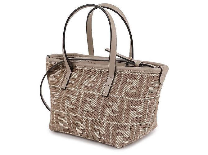 Fendi Mini borsa in jacquard FF in denim grigio dove Marrone - vista 4