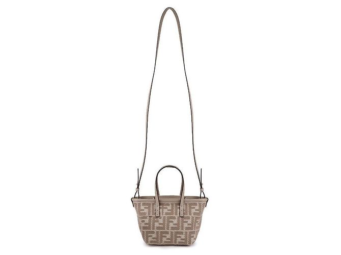 Fendi Mini borsa in jacquard FF in denim grigio dove Marrone - vista 5