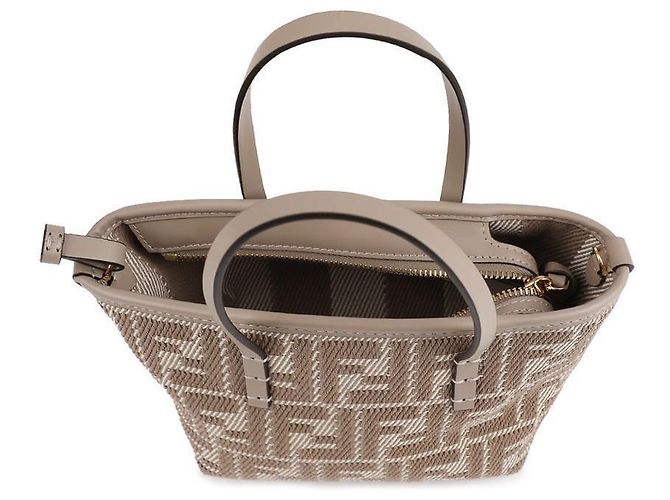 Fendi Mini borsa in jacquard FF in denim grigio dove Marrone - vista 7