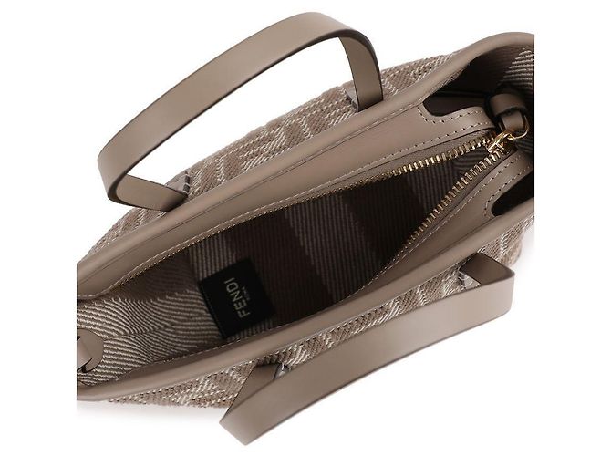 Fendi Mini borsa in jacquard FF in denim grigio dove Marrone - vista 8