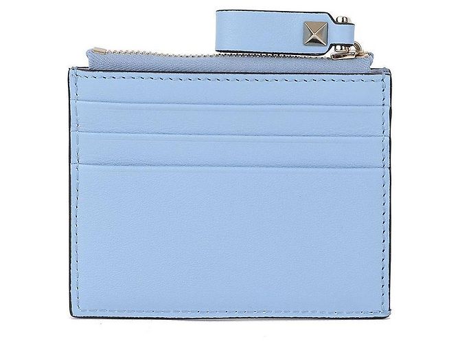 Valentino Leder Rockstud Reißverschluss-Kartenhalter Blau - Ansicht 5
