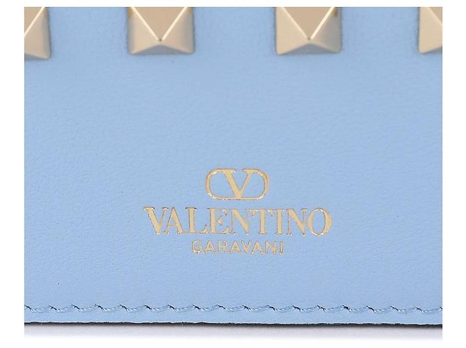 Valentino Leder Rockstud Reißverschluss-Kartenhalter Blau - Ansicht 9