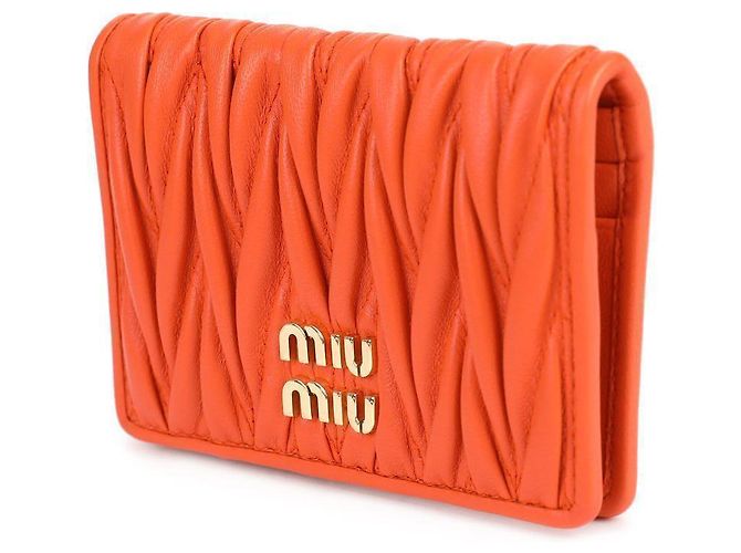 Miu Miu Tarjetero de cuero Napa Naranja - vista 4