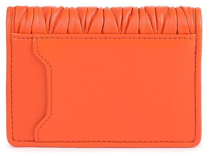 Miu Miu Tarjetero de cuero Napa Naranja - vista 5
