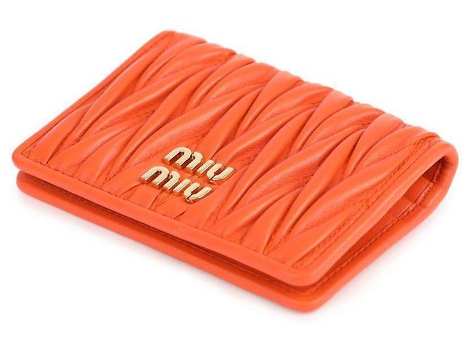 Miu Miu Tarjetero de cuero Napa Naranja - vista 6