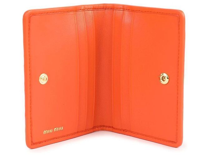 Miu Miu Tarjetero de cuero Napa Naranja - vista 7