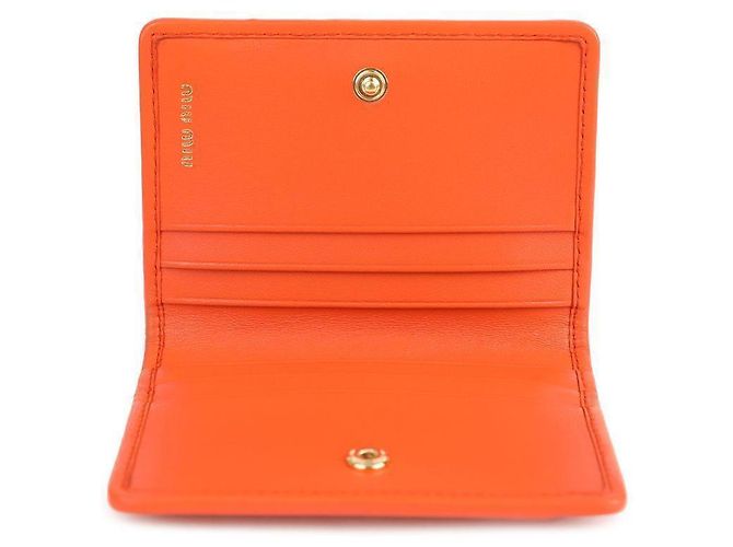 Miu Miu Tarjetero de cuero Napa Naranja - vista 8