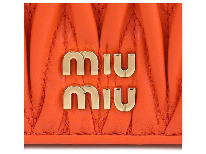 Miu Miu Tarjetero de cuero Napa Naranja - vista 9