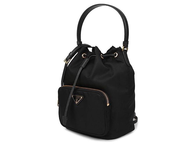 Prada Bolsa bucket de nylon Duet Preto - vista 4