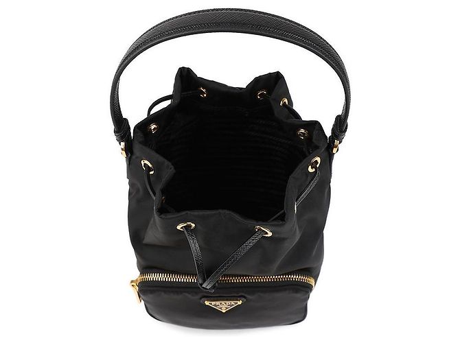 Prada Bolsa bucket de nylon Duet Preto - vista 7