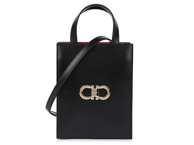 Salvatore Ferragamo Mini borsa tote Double Gancini Nero - vista 3