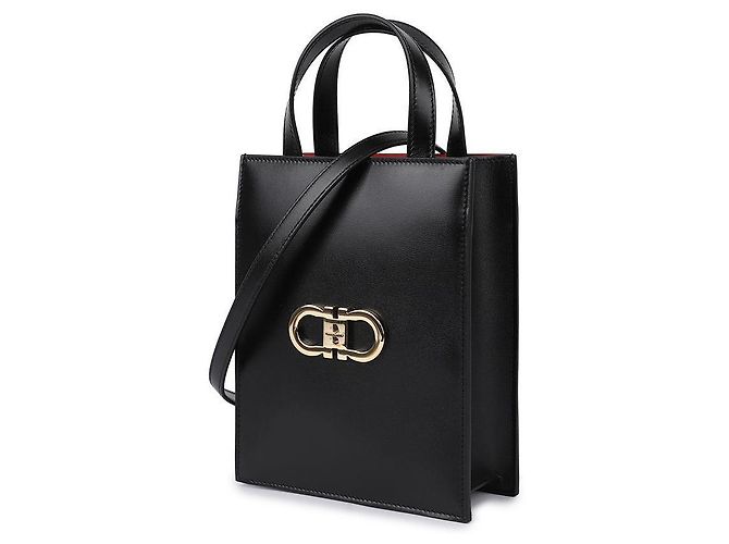 Salvatore Ferragamo Mini borsa tote Double Gancini Nero - vista 4