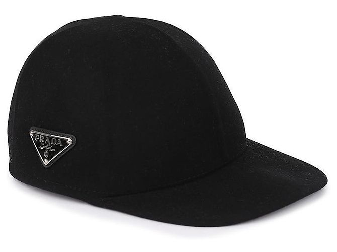 Prada Boné de beisebol masculino em lã com logo triangular Preto - vista 3