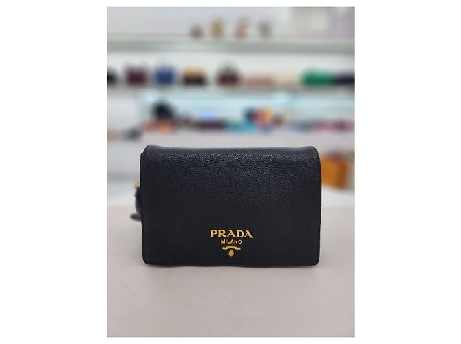 Double Prada Borsa a tracolla incrociata in pelle Dino con doppia tracolla Nero - vista 11
