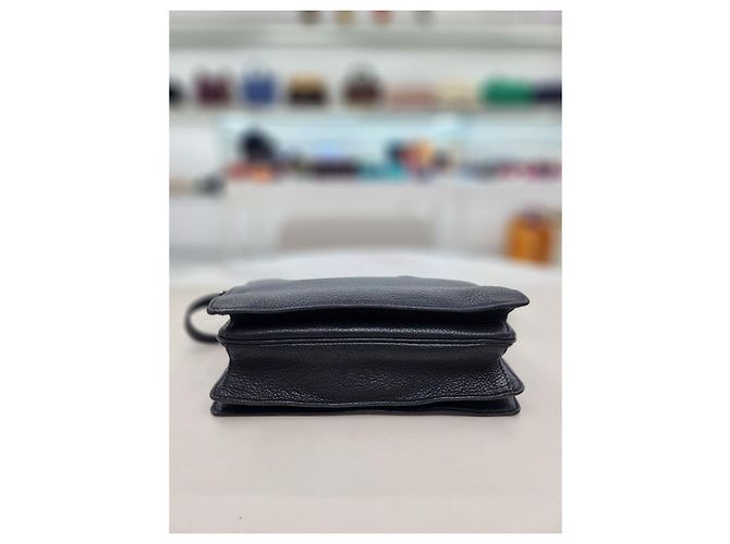 Double Prada Borsa a tracolla incrociata in pelle Dino con doppia tracolla Nero - vista 6
