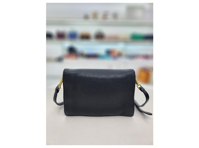 Double Prada Borsa a tracolla incrociata in pelle Dino con doppia tracolla Nero - vista 7
