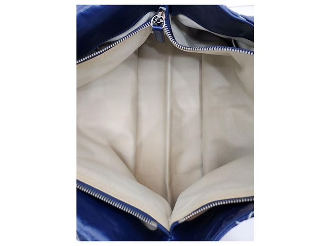 Chanel Bolsa de ombro em canvas com corrente CC de costura selvagem azul royal - vista 7