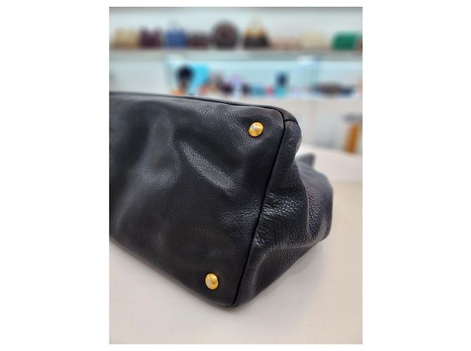 Prada Borsa Tote e Borsa a Spalla in Vitello Daino Nero - vista 15