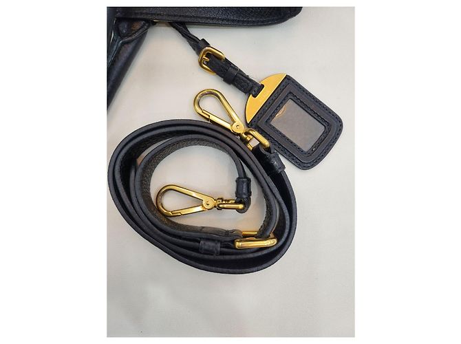 Prada Borsa Tote e Borsa a Spalla in Vitello Daino Nero - vista 18