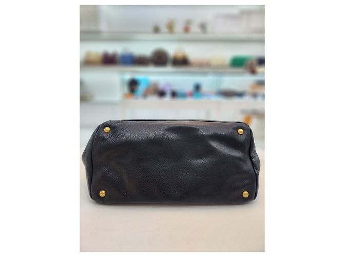 Prada Borsa Tote e Borsa a Spalla in Vitello Daino Nero - vista 6