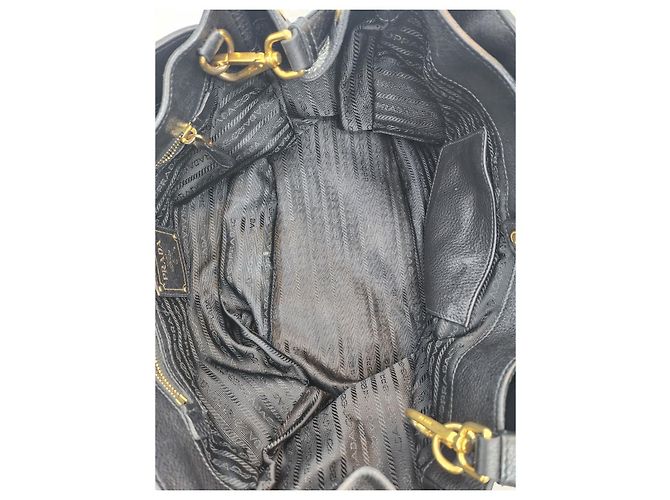 Prada Borsa Tote e Borsa a Spalla in Vitello Daino Nero - vista 7
