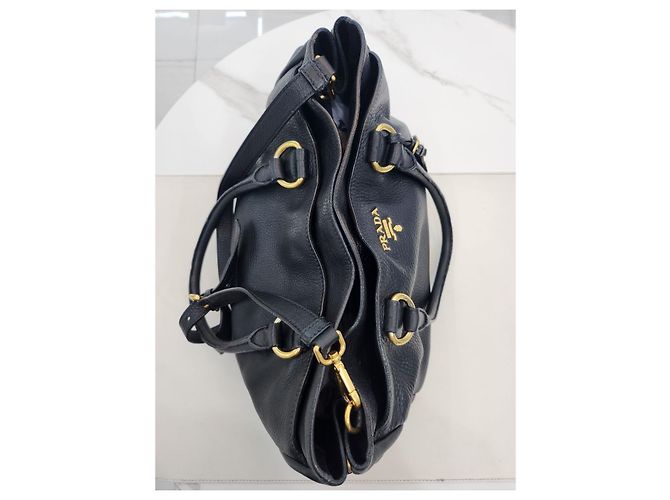 Prada Borsa Tote e Borsa a Spalla in Vitello Daino Nero - vista 9