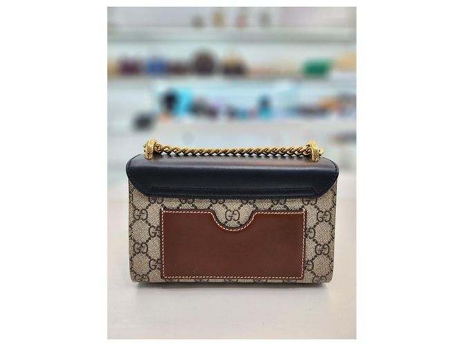Padlock Gucci Supreme kleine Ketten Schulter-Crossbody-Tasche mit Schloss Braun - Ansicht 15
