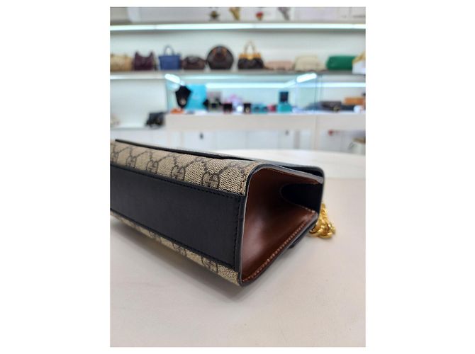 Padlock Gucci Supreme kleine Ketten Schulter-Crossbody-Tasche mit Schloss Braun - Ansicht 18
